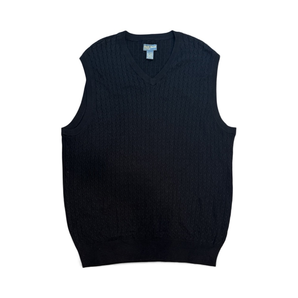Men's XL  Duck‎ Head Cable Knit Vest Preppycore/Dadcore Navy Teacher Academia